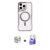 MARSİLYAN™- iPhone 16 Pro Max Kılıf Yadigar Klasik Özel Seri - Siyah Bilvis 5in1 5D Magic Hayalet Cam Ekran Koruyucu + Pers Alüminyum Kamera Lens - GS