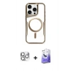 MARSİLYAN™- iPhone 16 Pro Max Kılıf Yadigar Klasik Özel Seri - Siyah Bilvis 5in1 5D Magic Hayalet Cam Ekran Koruyucu + Pers Alüminyum Kamera Lens - GS