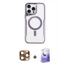 MARSİLYAN™- iPhone 16 Pro Max Kılıf Yadigar Klasik Özel Seri - Siyah Bilvis 5in1 5D Magic Hayalet Cam Ekran Koruyucu + Çöl Titanyum Pers Alüminyum Kamera Lens