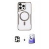 MARSİLYAN™- iPhone 16 Pro Max Kılıf Yadigar Klasik Özel Seri - Siyah Bilvis 5in1 5D Magic Hayalet Cam Ekran Koruyucu + PVD Metal Kamera Lens - GS