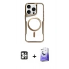 MARSİLYAN™- iPhone 16 Pro Max Kılıf Yadigar Klasik Özel Seri - Siyah Bilvis 5in1 5D Magic Hayalet Cam Ekran Koruyucu + PVD Metal Kamera Lens - GS