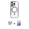 MARSİLYAN™- iPhone 16 Pro Max Kılıf Yadigar Klasik Özel Seri - Siyah Bilvis 5in1 5D Magic Hayalet Cam Ekran Koruyucu + Pers Alüminyum Kamera Lens - GS
