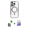 MARSİLYAN™- iPhone 16 Pro Max Kılıf Yadigar Klasik Özel Seri - Siyah Bilvis 5in1 5D Magic Hayalet Cam Ekran Koruyucu + Raze Metal Kamera Lens - SH