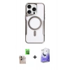 MARSİLYAN™- iPhone 16 Pro Max Kılıf Yadigar Klasik Özel Seri - Siyah Bilvis 5in1 5D Magic Hayalet Cam Ekran Koruyucu + Raze Metal Kamera Lens - NLGY