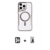 MARSİLYAN™- iPhone 16 Pro Max Kılıf Yadigar Klasik Özel Seri - Siyah Bilvis Hayalet Cam Ekran Koruyucu + Gümüş PVD Metal Kamera Lens