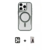 MARSİLYAN™- iPhone 16 Pro Max Kılıf Yadigar Klasik Özel Seri - Siyah Bilvis Hayalet Cam Ekran Koruyucu + Gümüş PVD Metal Kamera Lens