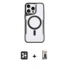 MARSİLYAN™- iPhone 16 Pro Max Kılıf Yadigar Klasik Özel Seri - Siyah Bilvis Hayalet Cam Ekran Koruyucu + PVD Metal Kamera Lens - SH