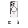 MARSİLYAN™- iPhone 16 Pro Max Kılıf Yadigar Klasik Özel Seri - Siyah Bilvis Hayalet Cam Ekran Koruyucu + PVD Metal Kamera Lens - SH