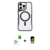 MARSİLYAN™- iPhone 16 Pro Max Kılıf Yadigar Klasik Özel Seri - Siyah Buffer Cam Ekran Koruyucu + Raze Metal Kamera Lens - BZ