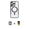 MARSİLYAN™- iPhone 16 Pro Max Kılıf Yadigar Klasik Özel Seri - Siyah Buffer Cam Ekran Koruyucu + PVD Metal Kamera Lens - GS