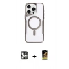 MARSİLYAN™- iPhone 16 Pro Max Kılıf Yadigar Klasik Özel Seri - Siyah Buffer Cam Ekran Koruyucu + PVD Metal Kamera Lens - GS