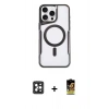MARSİLYAN™- iPhone 16 Pro Max Kılıf Yadigar Klasik Özel Seri - Siyah Buffer Cam Ekran Koruyucu + PVD Metal Kamera Lens - SH