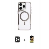 MARSİLYAN™- iPhone 16 Pro Max Kılıf Yadigar Klasik Özel Seri - Siyah Buffer Cam Ekran Koruyucu + PVD Metal Kamera Lens - SH