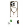 MARSİLYAN™- iPhone 16 Pro Max Kılıf Yadigar Klasik Özel Seri - Siyah Buffer Hayalet Cam Ekran Koruyucu + Beyaz Raze Metal Kamera Lens
