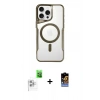 MARSİLYAN™- iPhone 16 Pro Max Kılıf Yadigar Klasik Özel Seri - Siyah Buffer Hayalet Cam Ekran Koruyucu + Beyaz Raze Metal Kamera Lens