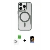 MARSİLYAN™- iPhone 16 Pro Max Kılıf Yadigar Klasik Özel Seri - Siyah Buffer Hayalet Cam Ekran Koruyucu + Beyaz Raze Metal Kamera Lens