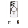 MARSİLYAN™- iPhone 16 Pro Max Kılıf Yadigar Klasik Özel Seri - Siyah Buffer Hayalet Cam Ekran Koruyucu + PVD Metal Kamera Lens - GS