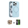 MARSİLYAN™- iPhone 16 Pro Max Kılıf Yankı Form Serisi - Şeffaf 360 Full Body Arka Koruyucu + Pers Alüminyum Kamera Lens - CLTM