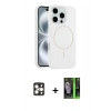 MARSİLYAN™- iPhone 16 Pro Max Kılıf Yankı Form Serisi - Şeffaf 360 Full Body Arka Koruyucu + Gold PVD Metal Kamera Lens