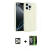 MARSİLYAN™- iPhone 16 Pro Max Kılıf Yankı Form Serisi - Şeffaf 360 Full Body Arka Koruyucu + Gold PVD Metal Kamera Lens