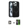 MARSİLYAN™- iPhone 16 Pro Max Kılıf Yankı Form Serisi - Şeffaf 360 Full Body Arka Koruyucu + Gold PVD Metal Kamera Lens