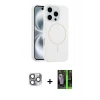 MARSİLYAN™- iPhone 16 Pro Max Kılıf Yankı Form Serisi - Şeffaf 360 Full Body Arka Koruyucu + Gri Pers Alüminyum Kamera Lens