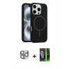 MARSİLYAN™- iPhone 16 Pro Max Kılıf Yankı Form Serisi - Şeffaf 360 Full Body Arka Koruyucu + Gri Pers Alüminyum Kamera Lens