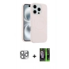 MARSİLYAN™- iPhone 16 Pro Max Kılıf Yankı Form Serisi - Şeffaf 360 Full Body Arka Koruyucu + Gri Pers Alüminyum Kamera Lens