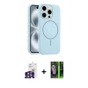 MARSİLYAN™- iPhone 16 Pro Max Kılıf Yankı Form Serisi - Şeffaf 360 Full Body Arka Koruyucu + Gümüş Bilvis Titan Kamera Lens
