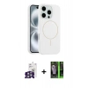MARSİLYAN™- iPhone 16 Pro Max Kılıf Yankı Form Serisi - Şeffaf 360 Full Body Arka Koruyucu + Gümüş Bilvis Titan Kamera Lens