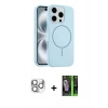 MARSİLYAN™- iPhone 16 Pro Max Kılıf Yankı Form Serisi - Şeffaf 360 Full Body Arka Koruyucu + Gümüş Pers Alüminyum Kamera Lens