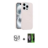 MARSİLYAN™- iPhone 16 Pro Max Kılıf Yankı Form Serisi - Şeffaf 360 Full Body Arka Koruyucu + Gümüş Pers Alüminyum Kamera Lens