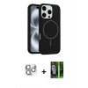 MARSİLYAN™- iPhone 16 Pro Max Kılıf Yankı Form Serisi - Şeffaf 360 Full Body Arka Koruyucu + Gümüş Pers Alüminyum Kamera Lens