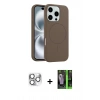 MARSİLYAN™- iPhone 16 Pro Max Kılıf Yankı Form Serisi - Şeffaf 360 Full Body Arka Koruyucu + Gümüş Pers Alüminyum Kamera Lens