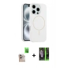 MARSİLYAN™- iPhone 16 Pro Max Kılıf Yankı Form Serisi - Şeffaf 360 Full Body Arka Koruyucu + Raze Metal Kamera Lens - NLGY