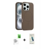 MARSİLYAN™- iPhone 16 Pro Max Kılıf Yankı Form Serisi - Şeffaf Pasifik Cam Ekran Koruyucu + Beyaz Raze Metal Kamera Lens