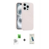 MARSİLYAN™- iPhone 16 Pro Max Kılıf Yankı Form Serisi - Şeffaf Pasifik Cam Ekran Koruyucu + Beyaz Raze Metal Kamera Lens