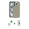 MARSİLYAN™- iPhone 16 Pro Max Kılıf Yankı Form Serisi - Şeffaf Pasifik Cam Ekran Koruyucu + Beyaz Raze Metal Kamera Lens
