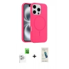 MARSİLYAN™- iPhone 16 Pro Max Kılıf Yankı Form Serisi - Şeffaf Pasifik Cam Ekran Koruyucu + Beyaz Raze Metal Kamera Lens