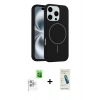MARSİLYAN™- iPhone 16 Pro Max Kılıf Yankı Form Serisi - Şeffaf Pasifik Cam Ekran Koruyucu + Beyaz Raze Metal Kamera Lens