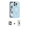 MARSİLYAN™- iPhone 16 Pro Max Kılıf Yankı Form Serisi - Şeffaf Pasifik Cam Ekran Koruyucu + Gold PVD Metal Kamera Lens