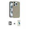 MARSİLYAN™- iPhone 16 Pro Max Kılıf Yankı Form Serisi - Şeffaf Pasifik Cam Ekran Koruyucu + Gold PVD Metal Kamera Lens