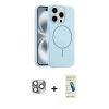 MARSİLYAN™- iPhone 16 Pro Max Kılıf Yankı Form Serisi - Şeffaf Pasifik Cam Ekran Koruyucu + Pers Alüminyum Kamera Lens - GI