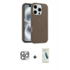 MARSİLYAN™- iPhone 16 Pro Max Kılıf Yankı Form Serisi - Şeffaf Pasifik Cam Ekran Koruyucu + Pers Alüminyum Kamera Lens - GI