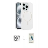 MARSİLYAN™- iPhone 16 Pro Max Kılıf Yankı Form Serisi - Şeffaf Pasifik Cam Ekran Koruyucu + Pers Alüminyum Kamera Lens - GS