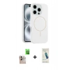 MARSİLYAN™- iPhone 16 Pro Max Kılıf Yankı Form Serisi - Şeffaf Pasifik Cam Ekran Koruyucu + Raze Metal Kamera Lens - NLGY