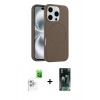 MARSİLYAN™- iPhone 16 Pro Max Kılıf Yankı Form Serisi - Siyah 360 Mat Full Body Arka Koruyucu + Beyaz Raze Metal Kamera Lens
