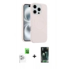 MARSİLYAN™- iPhone 16 Pro Max Kılıf Yankı Form Serisi - Siyah 360 Mat Full Body Arka Koruyucu + Beyaz Raze Metal Kamera Lens