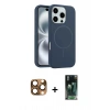 MARSİLYAN™- iPhone 16 Pro Max Kılıf Yankı Form Serisi - Siyah 360 Mat Full Body Arka Koruyucu + Pers Alüminyum Kamera Lens - CLTM