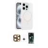 MARSİLYAN™- iPhone 16 Pro Max Kılıf Yankı Form Serisi - Siyah 360 Mat Full Body Arka Koruyucu + Pers Alüminyum Kamera Lens - CLTM